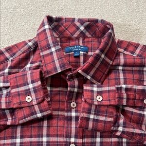 Cole Haan Grand OS Mens XL Plaid Flannel Button Down Shirt‎ Red
